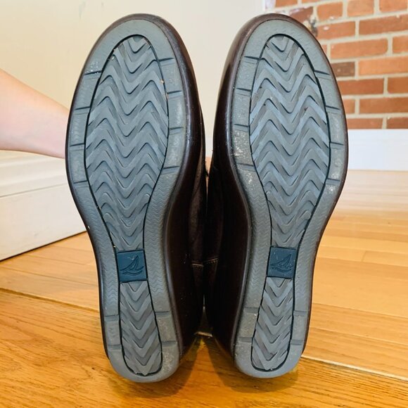 Sperry Snug Harbor Wedge Winter Boots Womens Size 10 M Brown Leather Faux Fur - Picture 12 of 16